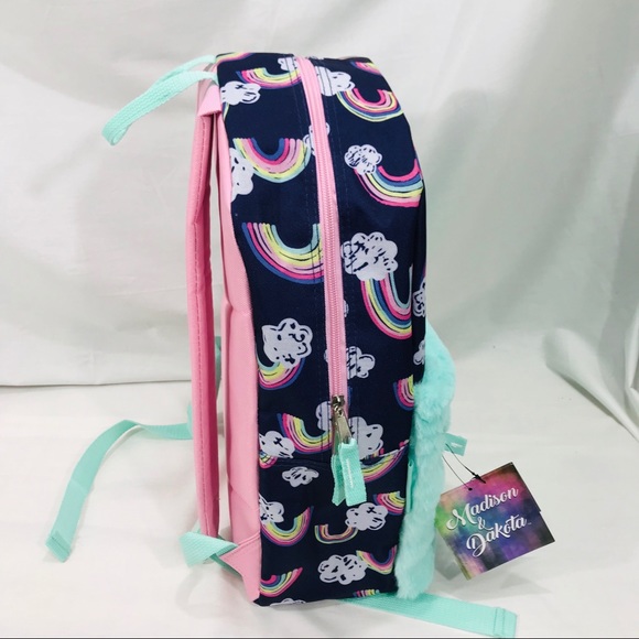 Madison & Dakota Unicorn & Rainbows Backpack Blue - Picture 4 of 4